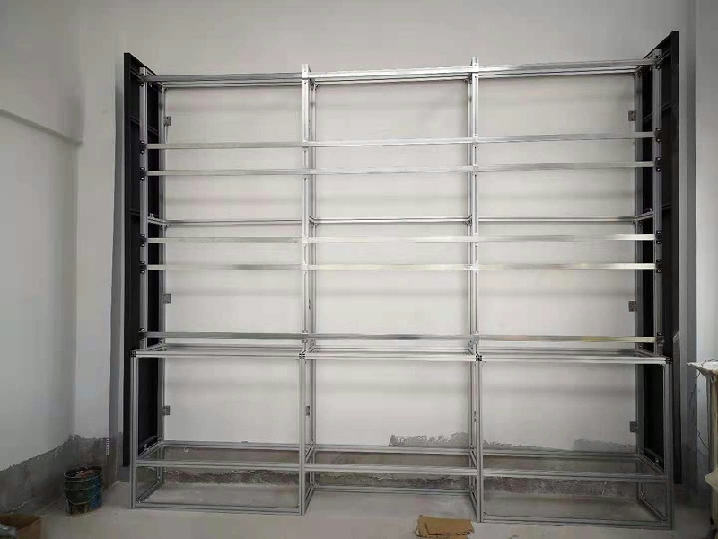 企業(yè)展廳9臺3.5拼縫液晶拼接屏案例現場安裝